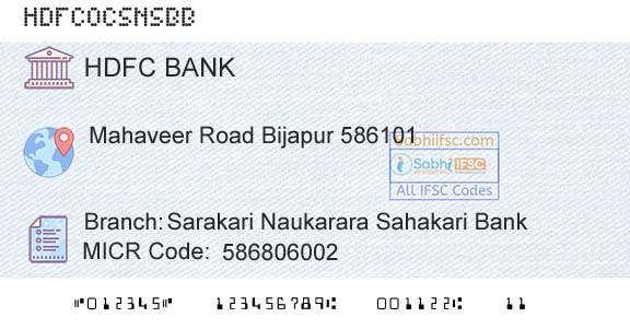 Hdfc Bank Sarakari Naukarara Sahakari BankBranch 