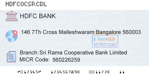 Hdfc Bank Sri Rama Cooperative Bank LimitedBranch 