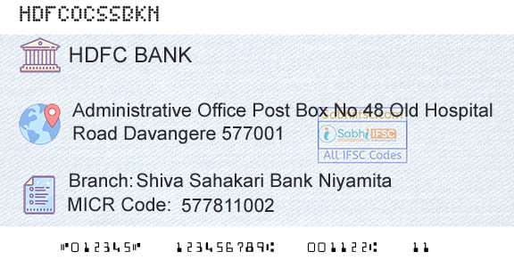 Hdfc Bank Shiva Sahakari Bank NiyamitaBranch 