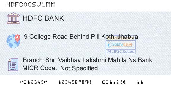 Hdfc Bank Shri Vaibhav Lakshmi Mahila Ns BankBranch 