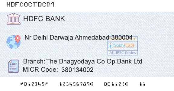 Hdfc Bank The Bhagyodaya Co Op Bank LtdBranch 