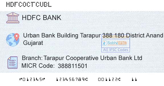 Hdfc Bank Tarapur Cooperative Urban Bank LtdBranch 