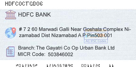 Hdfc Bank The Gayatri Co Op Urban Bank LtdBranch 