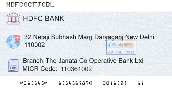 Hdfc Bank The Janata Co Operative Bank Ltd Branch 