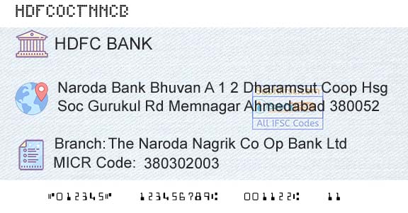Hdfc Bank The Naroda Nagrik Co Op Bank LtdBranch 