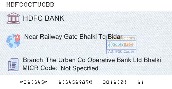 Hdfc Bank The Urban Co Operative Bank Ltd BhalkiBranch 