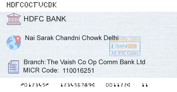 Hdfc Bank The Vaish Co Op Comm Bank Ltd Branch 