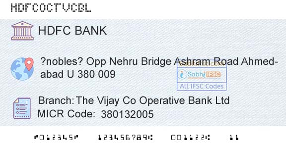 Hdfc Bank The Vijay Co Operative Bank Ltd Branch 