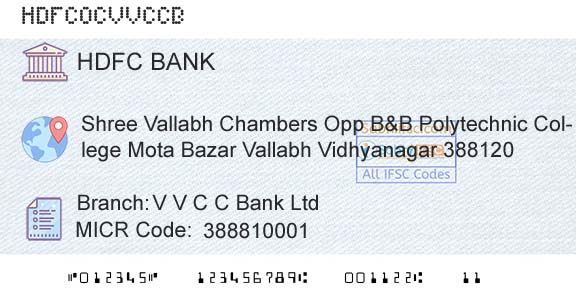 Hdfc Bank V V C C Bank LtdBranch 
