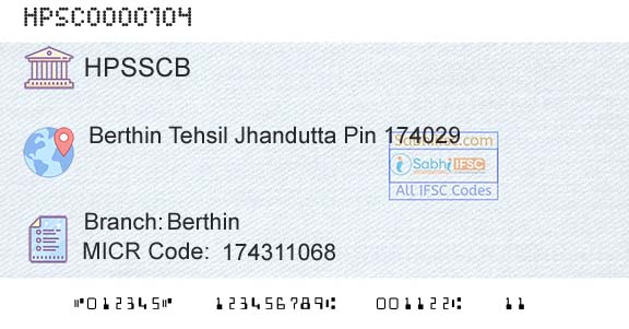 Himachal Pradesh State Cooperative Bank Ltd BerthinBranch 