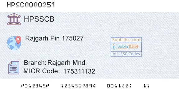 Himachal Pradesh State Cooperative Bank Ltd Rajgarh MndBranch 