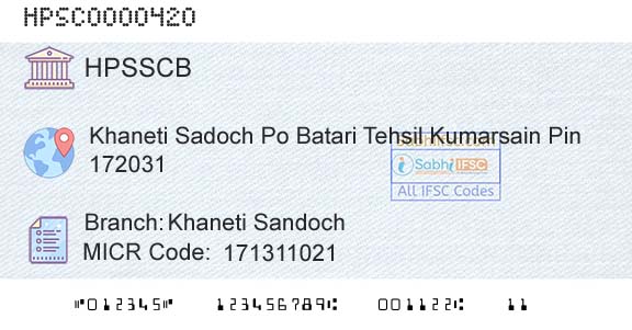 Himachal Pradesh State Cooperative Bank Ltd Khaneti SandochBranch 