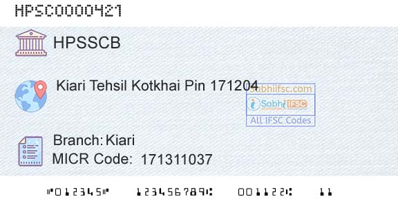 Himachal Pradesh State Cooperative Bank Ltd KiariBranch 