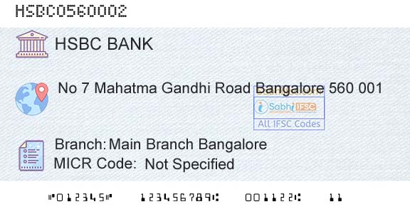 Hsbc Bank Main Branch BangaloreBranch 