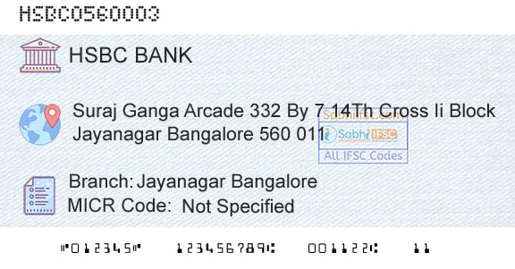 Hsbc Bank Jayanagar BangaloreBranch 
