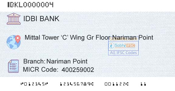 Idbi Bank Nariman PointBranch 