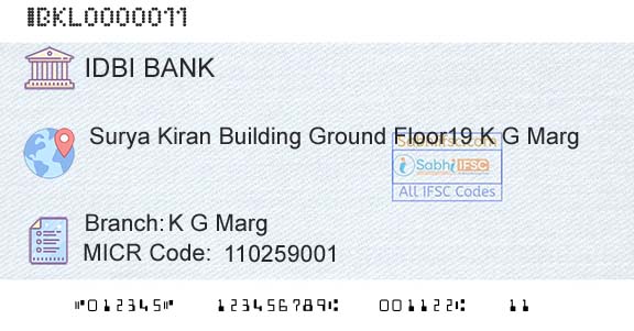 Idbi Bank K G MargBranch 