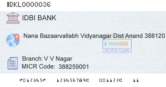 Idbi Bank V V NagarBranch 