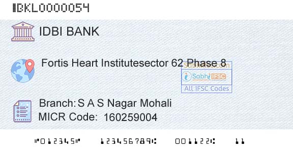 Idbi Bank S A S Nagar MohaliBranch 