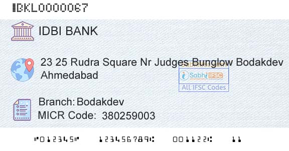 Idbi Bank BodakdevBranch 