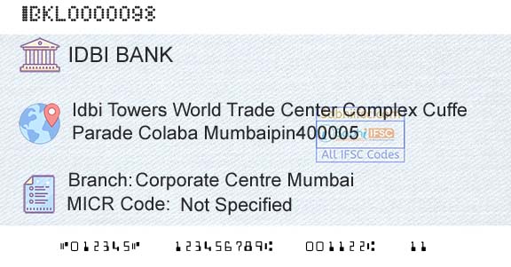 Idbi Bank Corporate Centre MumbaiBranch 