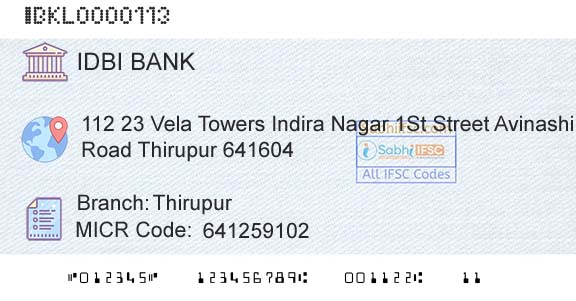 Idbi Bank ThirupurBranch 