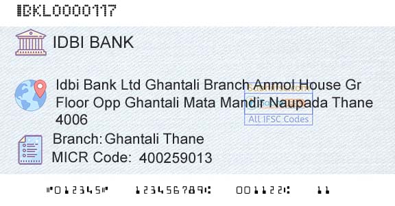 Idbi Bank Ghantali ThaneBranch 
