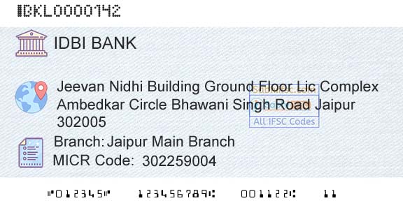 Idbi Bank Jaipur Main BranchBranch 