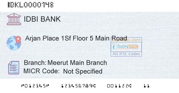 Idbi Bank Meerut Main BranchBranch 
