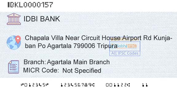 Idbi Bank Agartala Main BranchBranch 