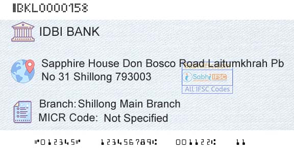 Idbi Bank Shillong Main BranchBranch 