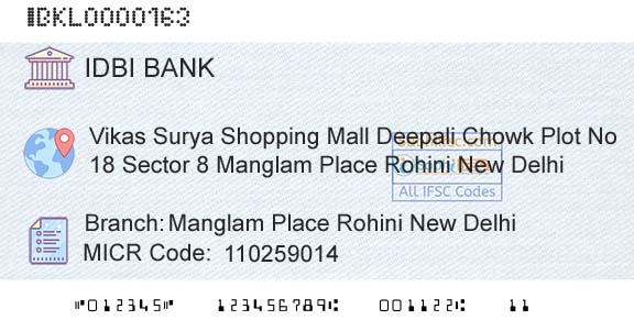 Idbi Bank Manglam Place Rohini New DelhiBranch 