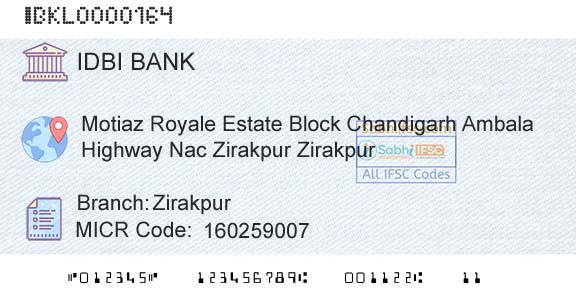 Idbi Bank ZirakpurBranch 