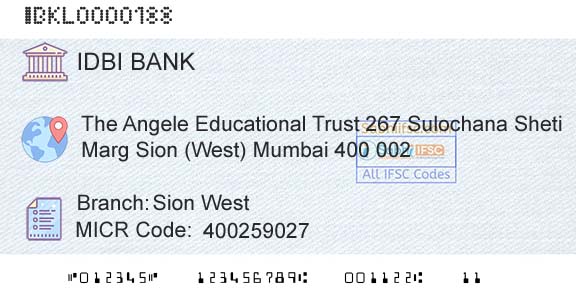 Idbi Bank Sion West Branch 