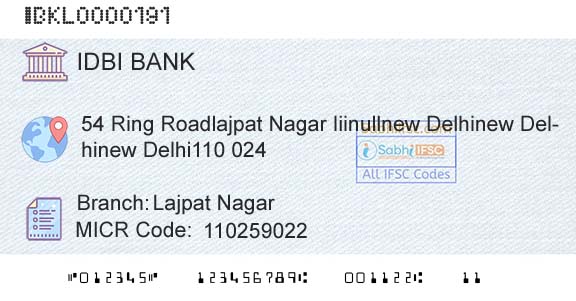 Idbi Bank Lajpat NagarBranch 