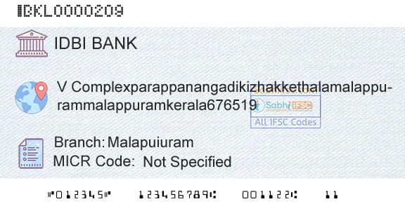 Idbi Bank MalapuiuramBranch 