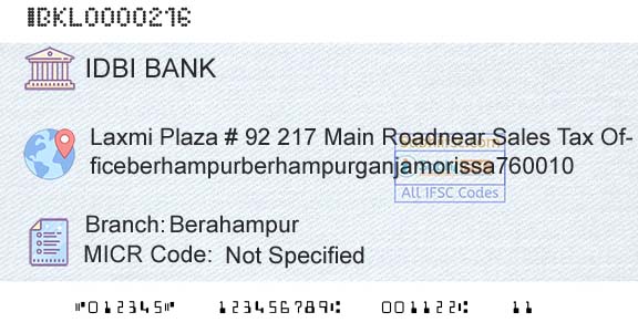 Idbi Bank BerahampurBranch 