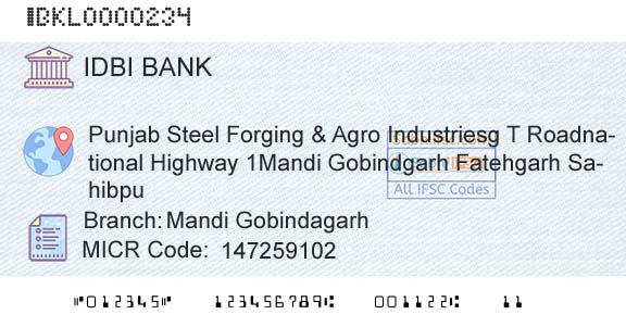 Idbi Bank Mandi GobindagarhBranch 