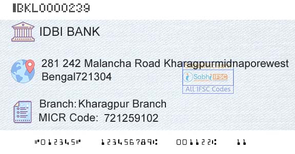 Idbi Bank Kharagpur BranchBranch 