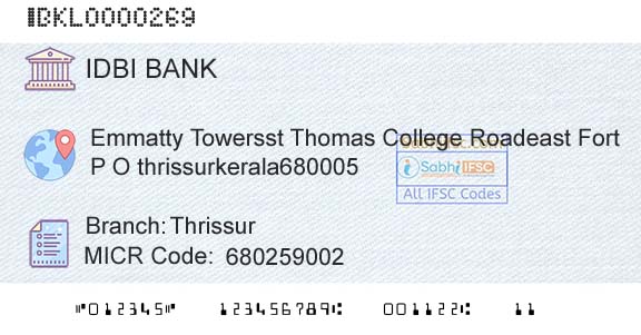 Idbi Bank ThrissurBranch 