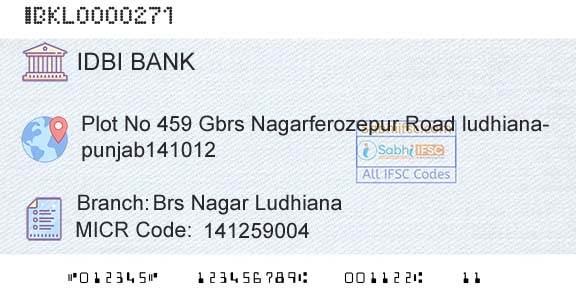 Idbi Bank Brs Nagar LudhianaBranch 