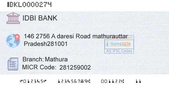 Idbi Bank MathuraBranch 