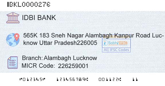 Idbi Bank Alambagh LucknowBranch 