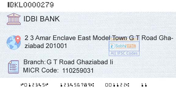 Idbi Bank G T Road Ghaziabad IiBranch 