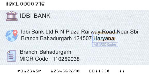 Idbi Bank BahadurgarhBranch 