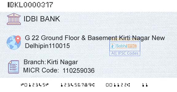 Idbi Bank Kirti Nagar Branch 