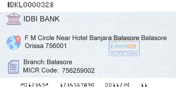 Idbi Bank BalasoreBranch 