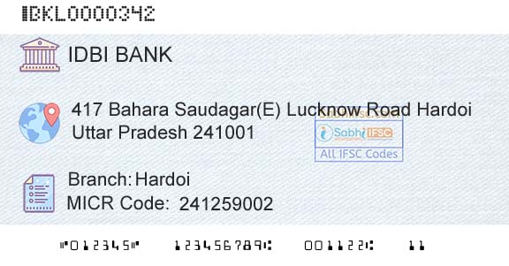 Idbi Bank HardoiBranch 