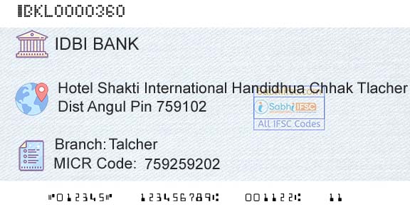 Idbi Bank TalcherBranch 
