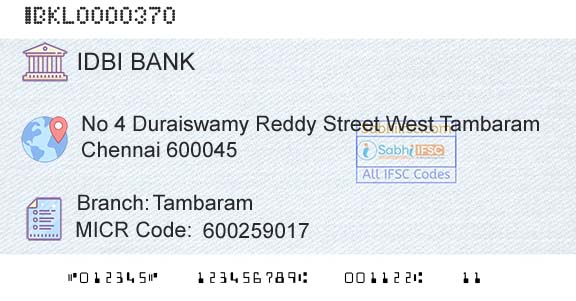 Idbi Bank TambaramBranch 